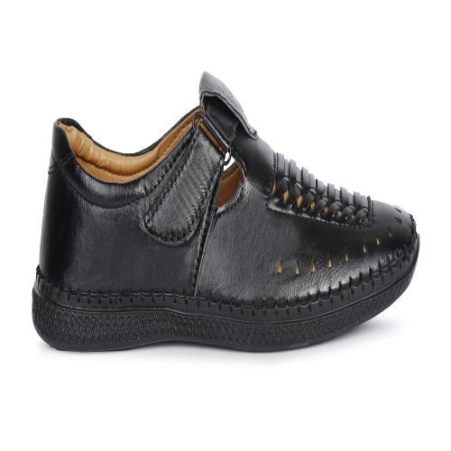 BOLLERO Men's Black Synthetic Party sandals Velcro Formal sandal 9