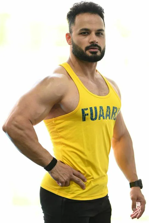 Fuaark Classic Stringers Sports and Gym Vest for Men Yellow