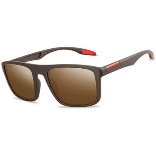 ELEGANTE Polarized Rectangular Brown Sunglasses For Men