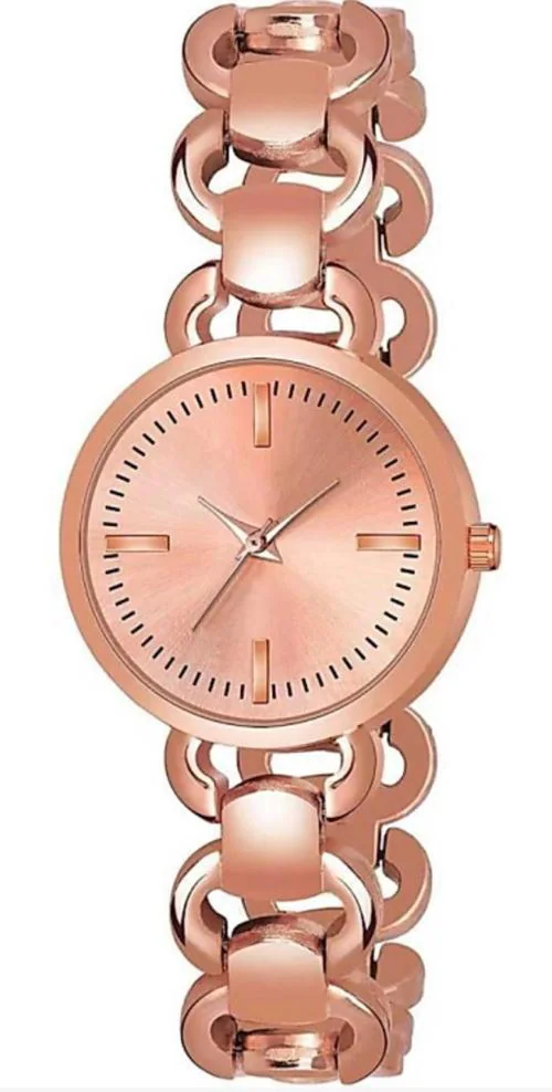 Noman Analog Gold Dial Gold Strap Watch For Men And Women (Pack Of 2)