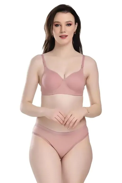 PIBU Trendy Style Pink Bra Panty Set For Women Lingerie Set Pack of 1