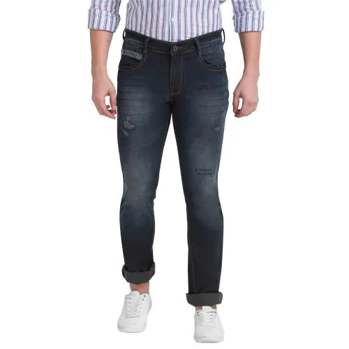 Buy Parx Slim Tapered Fit Self Design Dark Grey Jeans Online at Best ...