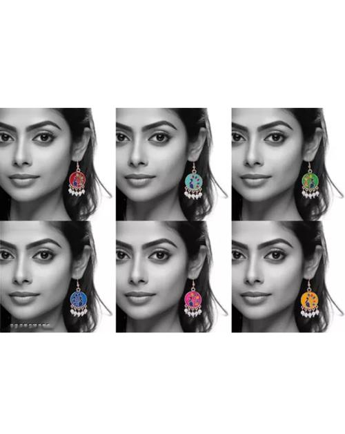 RahiGold Meenakari Round Jhumka Earrings for Women Meenakari Handcrafted Jaipur Rajasthani Style Traditional Jhumka/Jhumki Earrings for Women and Girls Peacock Design Multicolor Set of 6
