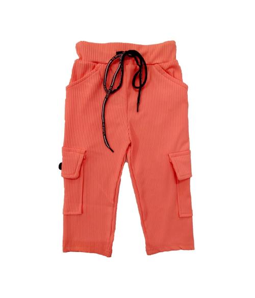 little funky cotton blended casual regular fit solid color cargo pants for trendy kids girls