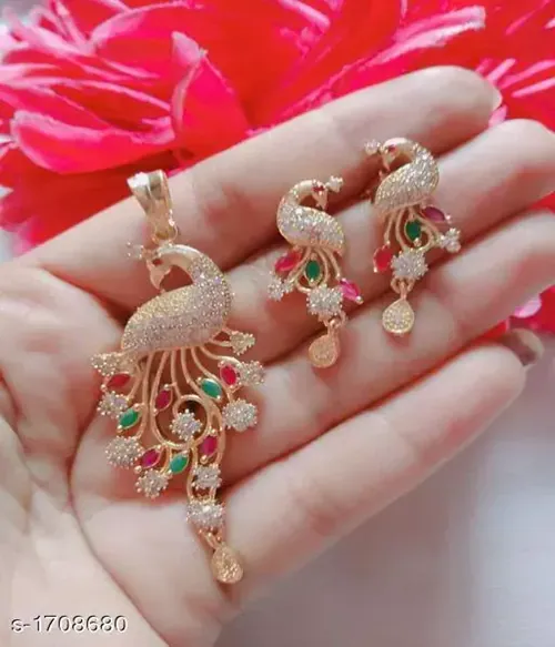 RIYA HANDICRAFT JEWELLERY Rose Gold Plated Twinkling Chic Earrings