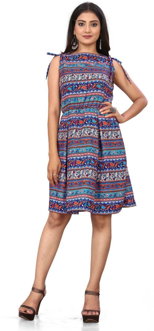 CIELUS Women Fit and Flare Multicolor Dress (XL)