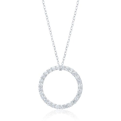 Zalkari Round Circle Shape Real 925 Sterling Silver Womens Pendant