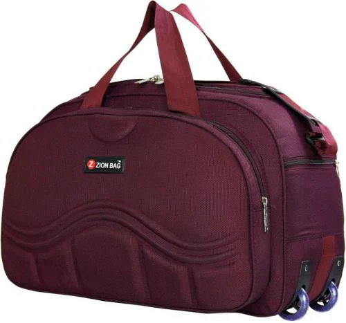 Zion Bag Red Polyester, Nylon Waterproof Strolley Duffel Bag With Two Wheels, 40 L