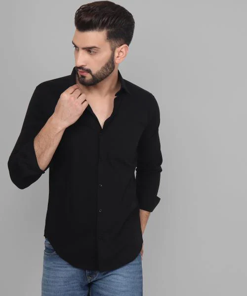 TB TryBuy.in Black Cotton Casual Shirt for Men