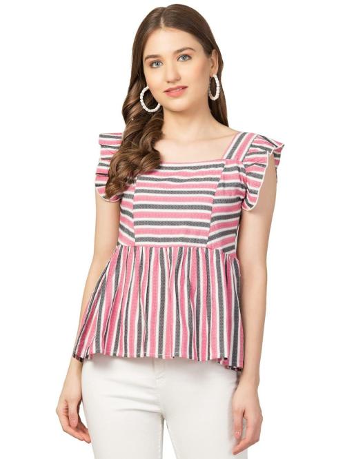 ZUVINO Striped Cotton Tops for Women || Sleeveless Peplum Tops for Women || Stylish Summer Tops for Women.