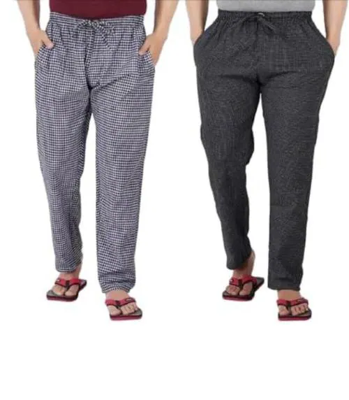 AWALA FASHION Men's Cotton Checkered Pyjama for Night Wear, Relaxation and Sleep
