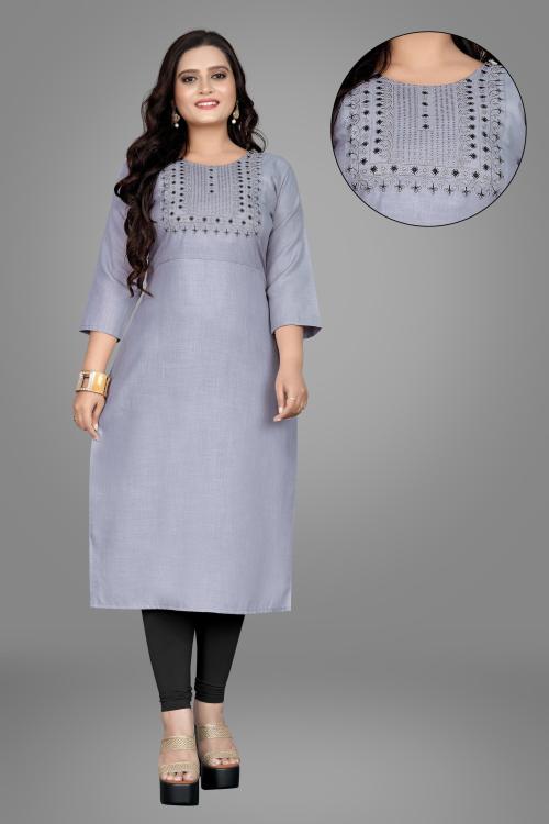 SKY CLOUD Women Grey Cotton Blend Kurta (Xxl)