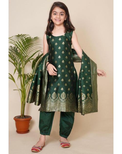 Trilok Fab Girls Art Silk Kurta Bottom Set With Dupatta Lehenga Choli Set | Girls Lehenga Choli | Girls Ethnic Wear | Lehenga Choli | Readymade Lehenga Choli | Ghagra Choli | Lehenga Choli For Girls