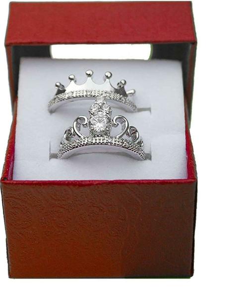 SILVOSWAN Platinum Plated Alloy Adjustable Ring Set for Unisex