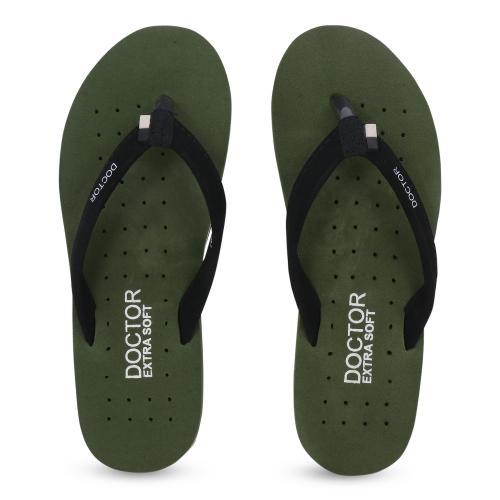 DOCTOR EXTRA SOFT Women's Olive House Slipper for Women's Ortho Care Dr Orthopaedic Super Comfort Fit Flat Cushion Chappal Flip Flop for Ladies and Girls OR D-19