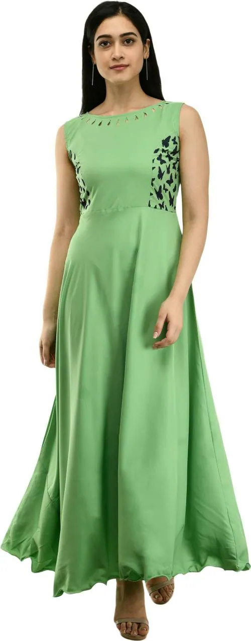 IQRA FASHION Women Light Green Solid A-line Dress