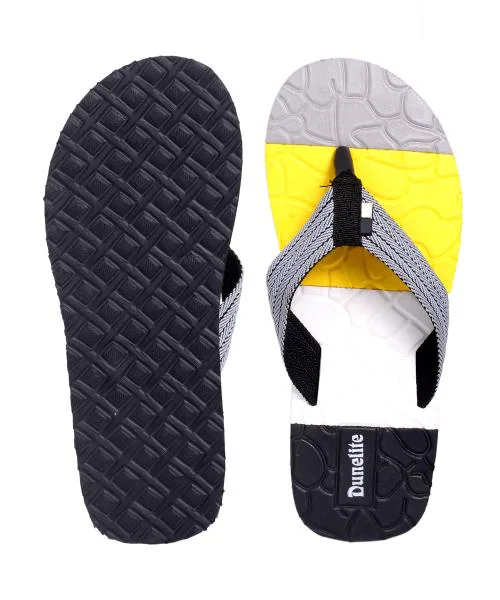 Dunelite Men's Thong Emboss Slipper l Flip Flop For Men l Comfortable l Stylish & Trending l Slippers For Men's l Yellow & White l Size 10