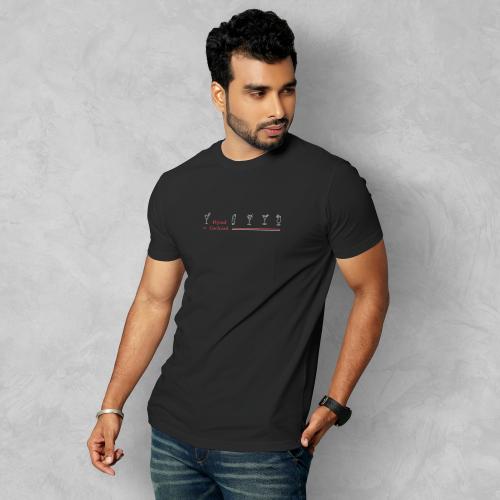 FLYIND Men Round Neck T-Shirt BlackBerry-L