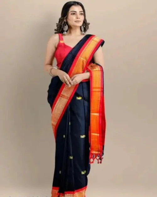 DEEP KIRAN FABRICS Women Cotton Silk Paithani Saree with Booty