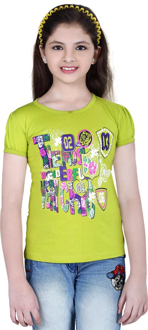 SINI MINI Half Sleeve Meganthi top Girls Casual Pack of 1 Tshirts