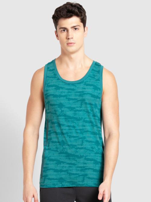 Jockey 9928 Men's Super Combed Cotton Rich Printed Low Neck Tank Top With Stay Fresh Treatment - Bayou Print
