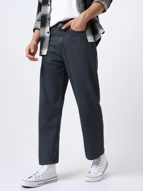 Urbano Fashion Men's Grey Loose Fit Washed Jeans Non-Stretchable