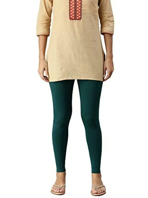 De Moza Women Bottle Green Cotton Leggings - S
