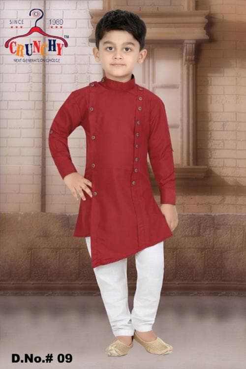 CRUNCHY KIDS SIDE BUTTON Boys Multicolored Designer Cotton Pack of 1 Kurta Pyjama Set