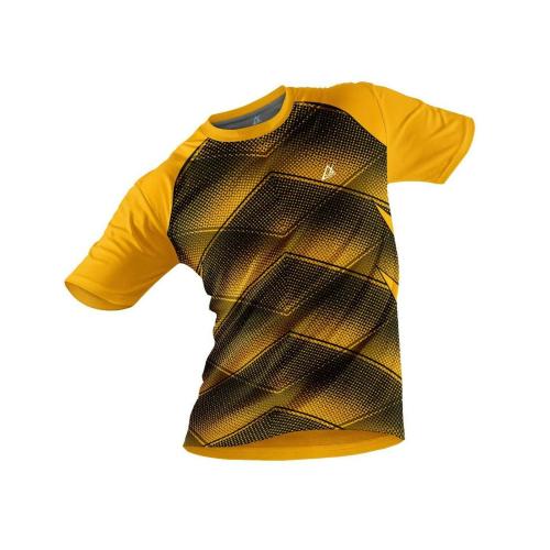 JJ TEES Polyester Half Sleeve Jersey with Round Collar and Digital Print All Over for Men (Color: Musturd Yellow and Black)