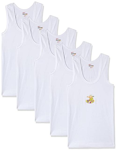 Rupa Frontline Kids Boys White Cartoon 100% Cotton Vest