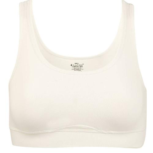 Lavos Women White Bamboo Cotton Sports Bra, XXL