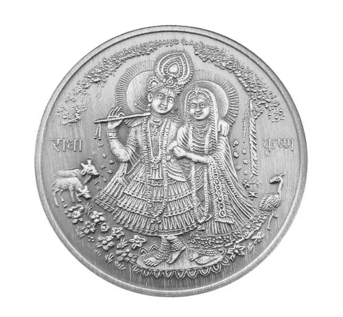 Silverspot Jewel 999 Pure Oxidized Silver Beautiful Standing Radha Krishna/Kanha 20 grams Coin for Pooja/Gift Item
