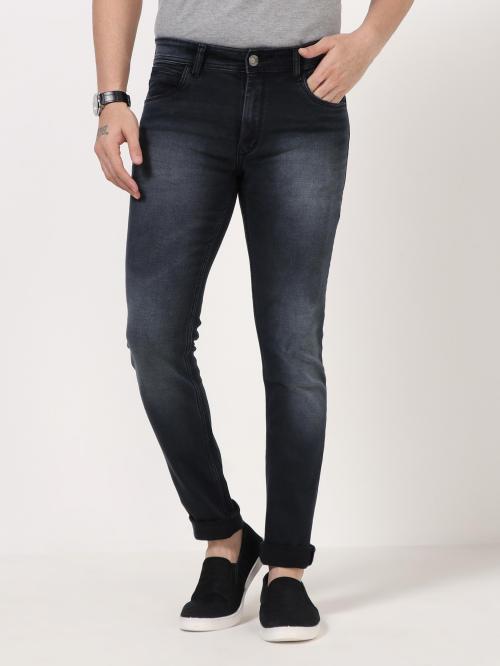 Rj Denim Men Black Denim Mid Rise Jeans (34)