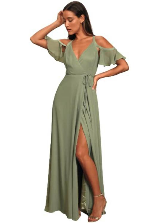 Hidden Love Women Green Maxi Dress - L