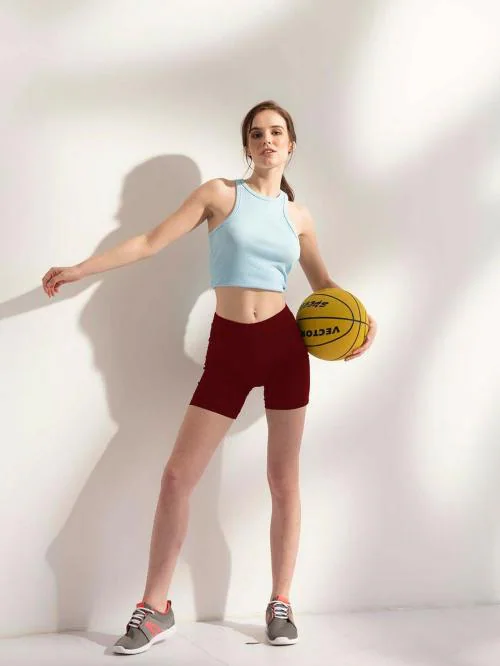 Lyra Women's Solid Maroon Cycling Shorts (Maroon)