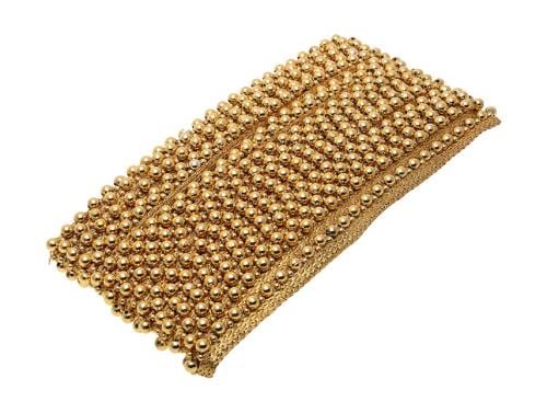 MARUTI KRUPA ENTERPRISE MAKE 8 MM GOLDEN BEADS Lace Saree Falls  (Gold)