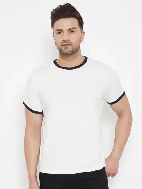 WRODSS Men's full Sleeve Solid T-Shirt Fully Cotton Blend T-Shirts Men Solid Round Neck white T-Shirt(M)