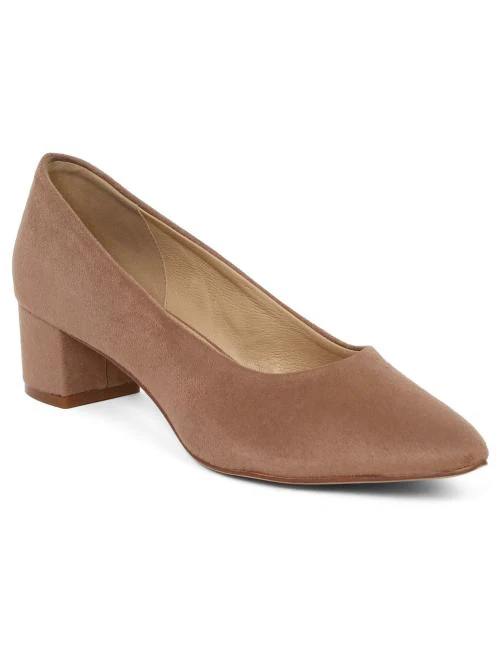 Flat n Heels Khaki Block Heel Shoes for Women