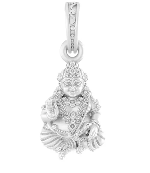 Akshat Sapphire Pure Silver God Kuber Pendant Suitable For Men and Women
