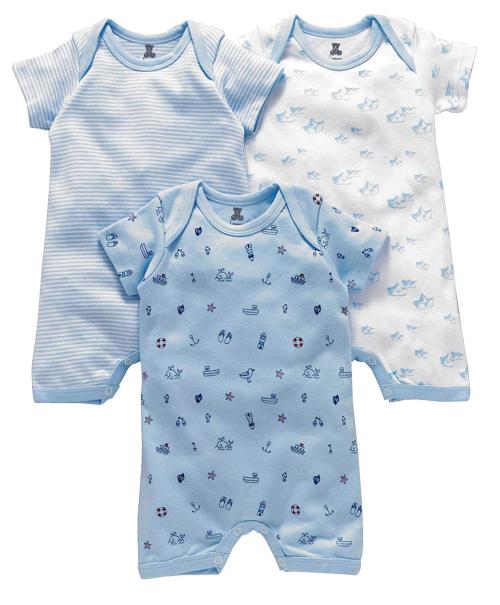 I Bears Baby Boys/Girls Cotton Half Sleeves Jumpsuits Set (White, 3-6 Months) Pack of 3