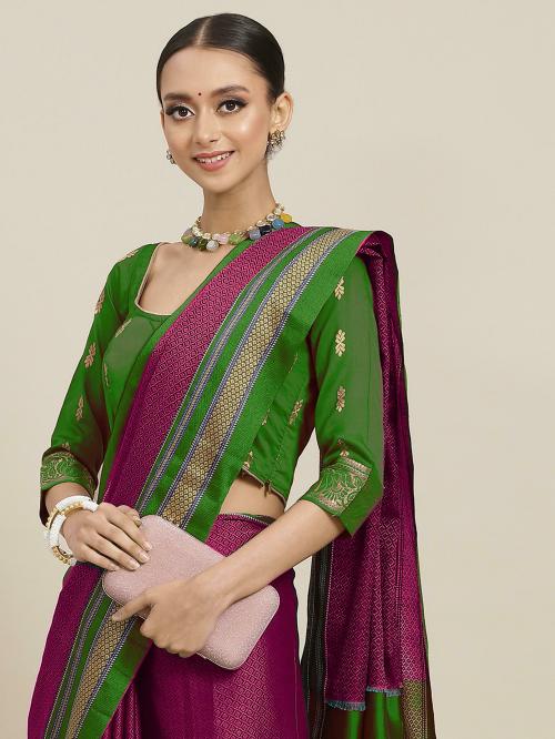 Chhabra 555 Resham Woven Jamdhani Banarasi Saree Embellished with Contrast Border