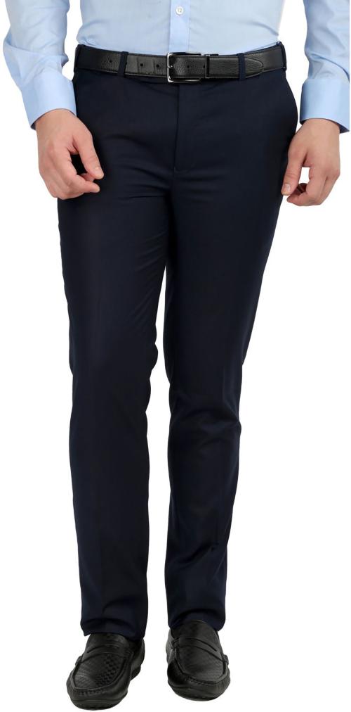 INSPIRE Men Blue Solid Polycotton Formal Trousers - 28