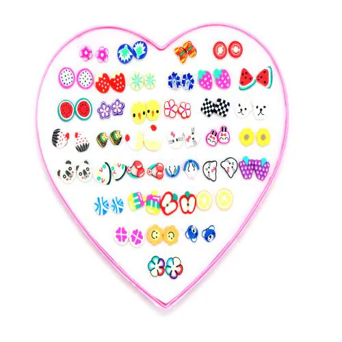 Shivarth Rubber Earrings Heart Shape Box Artificial Stud Earring Girls Women Gift Set Of 36 Pairs