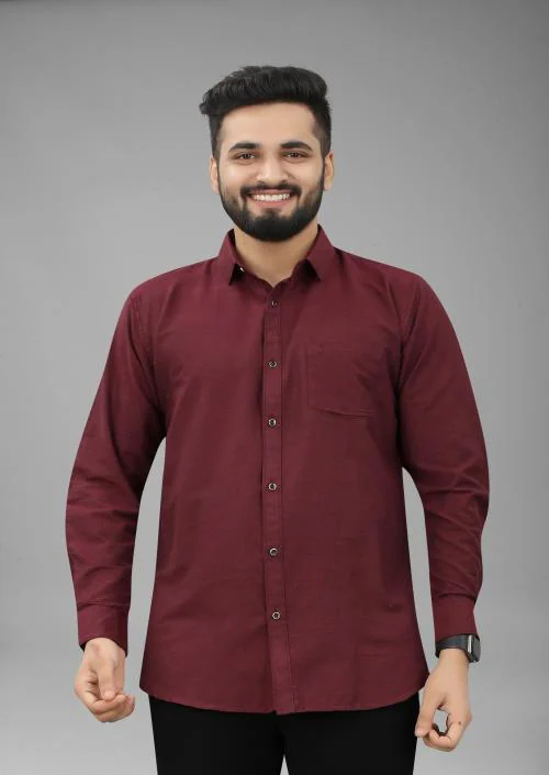FILOSE JEANS Mens Wear Pure Cotton Maroon Color Shirt