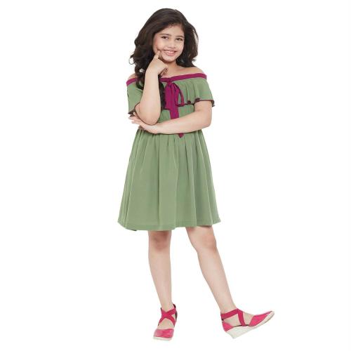 Stylobug Girls Green Above Knee Casual Wear Dress (13 Years-14 Years)