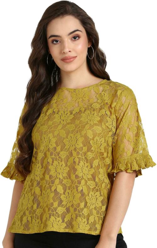 Buy Serein Women Yellow Solid Lace Single Tops Online at Best Prices in India JioMart.