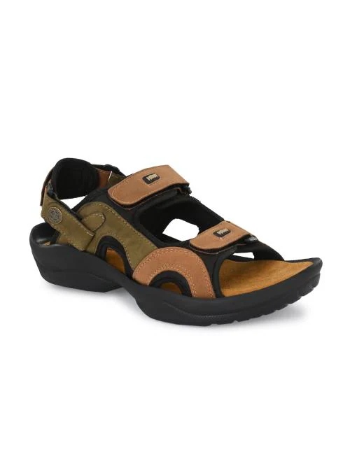 BUCIK Men's Olive Lether Slip-On Sandal