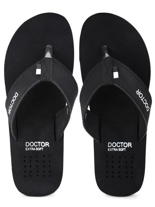 DOCTOR EXTRA SOFT Black House Slipper for Men's Ortho Care Orthopaedic and Diabetic Mcr Comfortable Super Fit Doctor Daily Use Slipper Dr Flip-Flop Comfort Slides for Boy's and Gent's OR-D-24