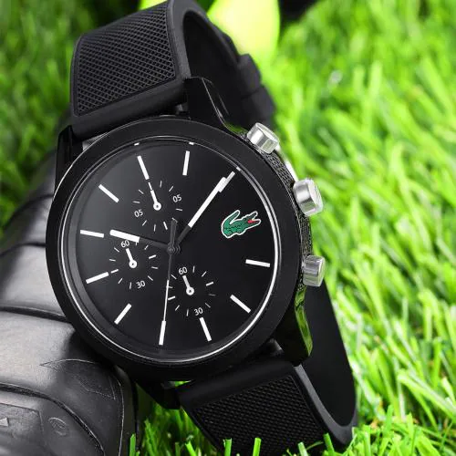LACOSTE L.12.12 Chronograph Black Round Dial Men's Watch- 2010972
