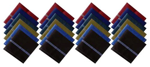 DIKHAWA 100% Cotton Pack of 24 Handkerchiefs Hanky For Men, Dark Colour Assorted, Large Size